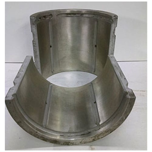 Two halves of heavy wall sleeve bearings